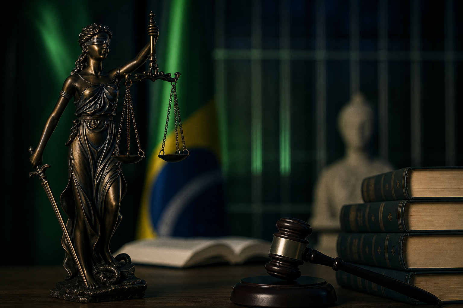 Ilustração representando o conceito de direito penal do inimigo e garantias constitucionais